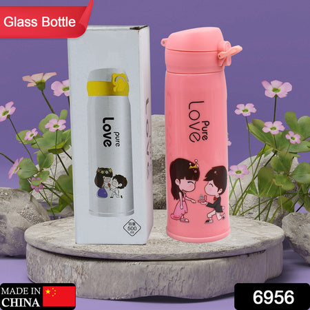 Pure Love Outdoor Sport Water Bottle 500Ml Leak Proof Bpa-Free For Travel Cold And Hot Water Glass Water Bottle With Daily Water Intake For Gym And Children Fridge For Home Office School (Moq - 80 Pc)