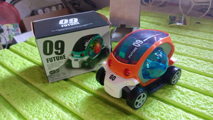 Plastic 360 Degree Rotating Stunt Car Toy For Kids - Bump And Go Action With 4D Lights And Music Plastic Mini Car With Disco Ball (1 Pc  Battery Not Included)