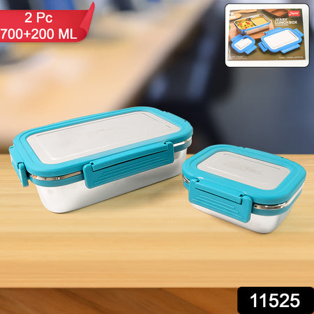 Apexjerry Lunch Box Premium Stainless Steel Food Container (2 Pc  700+200 Ml Approx)