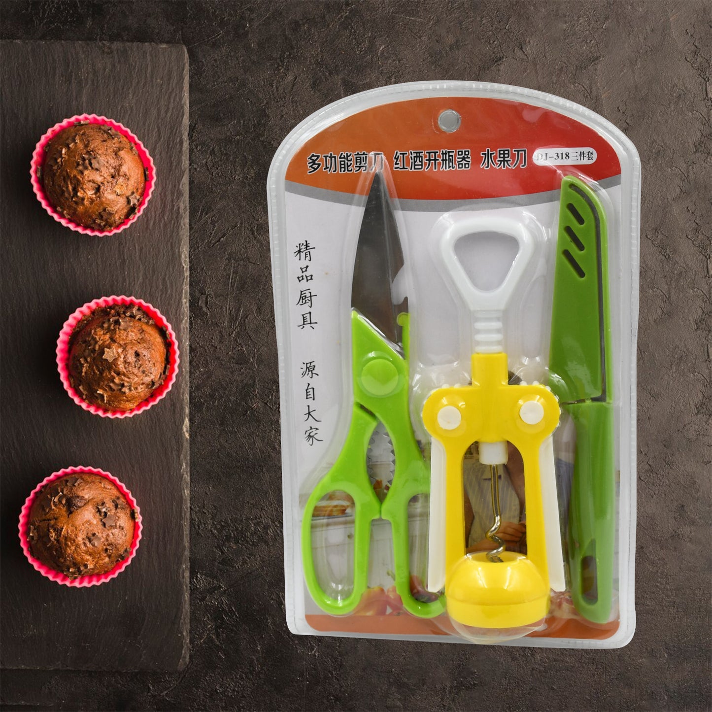Multifunction Kitchen Tools Stainless Steel And Plastic Kitchen Knife And Scissor Ideal Accessory Set For Kitchen