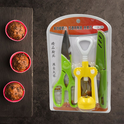 Multifunction Kitchen Tools Stainless Steel And Plastic Kitchen Knife And Scissor Ideal Accessory Set For Kitchen