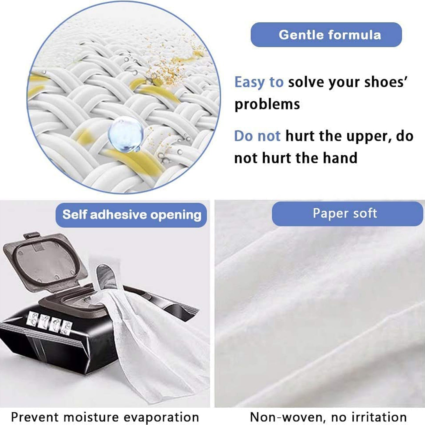 Shoe Cleaning Wet Wipes Fast Scrubbing Shoes Cleaning Tissue Sneakers Non-Woven Detergent Quick Wipes Disposable Travel Portable Removes Dirt Stains