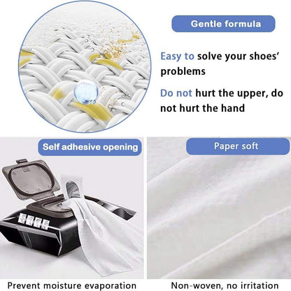 Shoe Cleaning Wet Wipes Fast Scrubbing Shoes Cleaning Tissue Sneakers Non-Woven Detergent Quick Wipes Disposable Travel Portable Removes Dirt Stains