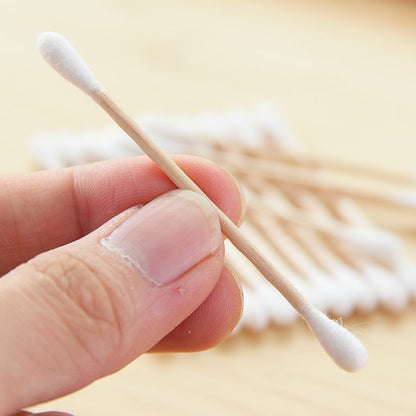 Cotton Swabs Bamboo With Wooden Handles For Makeup Clean Care Ear Cleaning Wound Care Cosmetic Tool Double Head Biodegradable Eco Friendly (Pack Of 20)