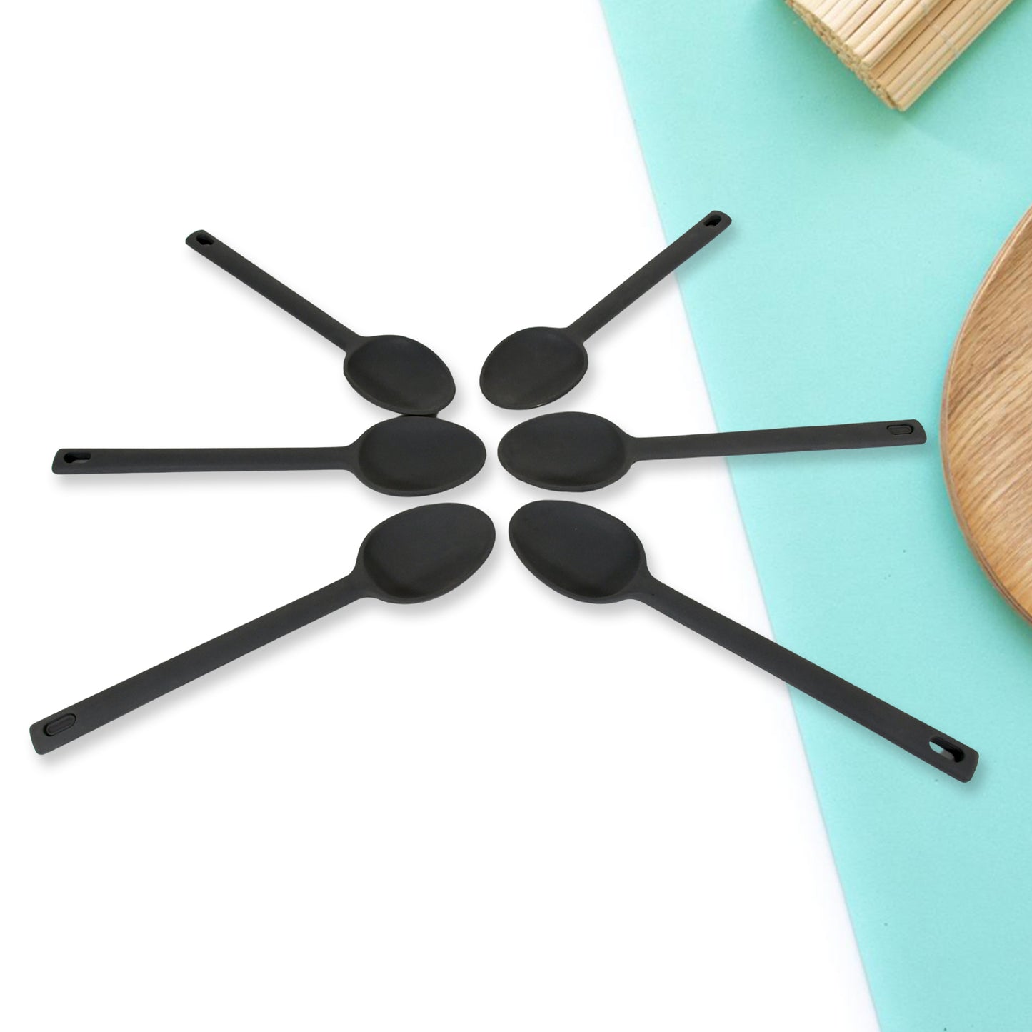 Multipurpose Silicone Spoon Silicone Basting Spoon Non-Stick Kitchen Utensils Household Gadgets Heat-Resistant Non Stick Spoons Kitchen Cookware Items For Cooking And Baking (6 Pcs Set)