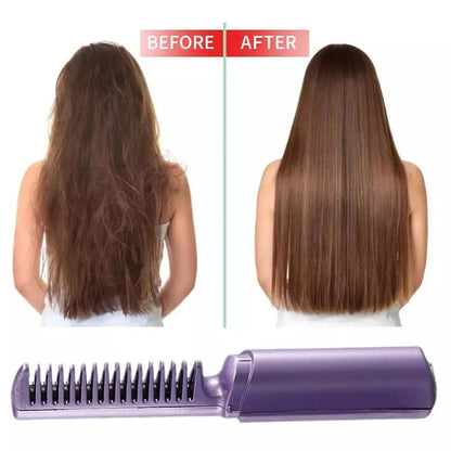 Rechargeable Mini Hair Straightener Travel Portable Usb Charging Cordless Hair Straightener Bursh Three Temperature Adjustments Flat Iron Comb (1 Pc)
