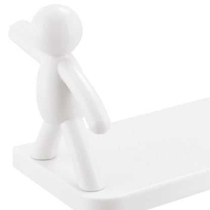 Self Adhesive Cute Floating Shelves Wall Shelf  Wall Mounted Organizer - Human Figurine  Brown Box
