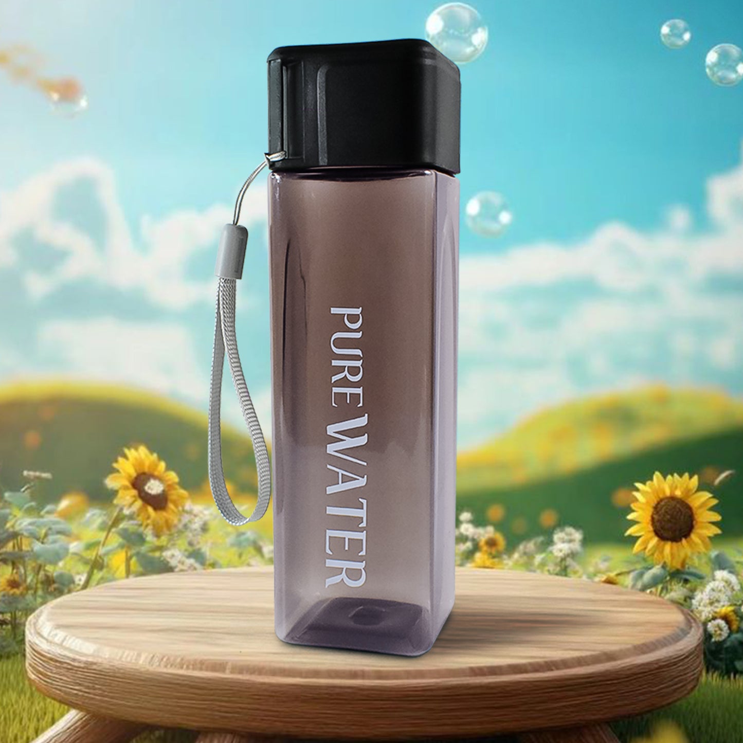Premium 450Ml Square Shape Plastic Water Bottle (1 Pc)