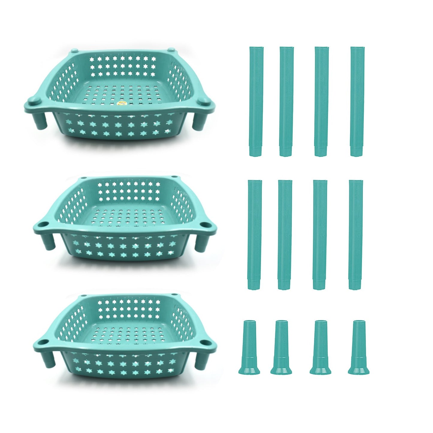 3 Layer Squre Kitchen Trolley Basket