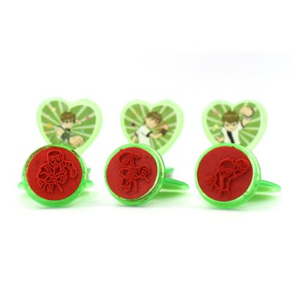 Unique Cartoon Character Heart Shape Stamps 6 Pieces For Kids Motivation And Reward Theme Prefect Gift For Teachers Parents And Students (Multicolor)