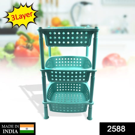 3 Layer Squre Kitchen Trolley Basket