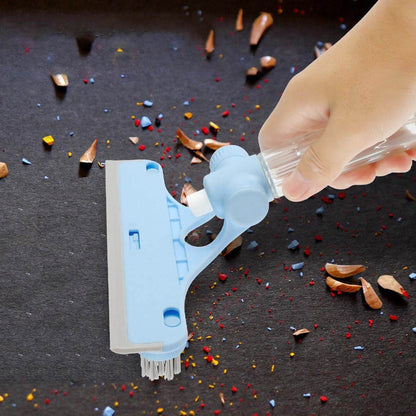 4 In 1 Multifunctional Glass Scraper Window Glass Wiper With Watering Can Silicon Cleaning Squeegee With Two Brush Heads Practical Squeegee For Shower Doors Windows Tiles And Car Glass