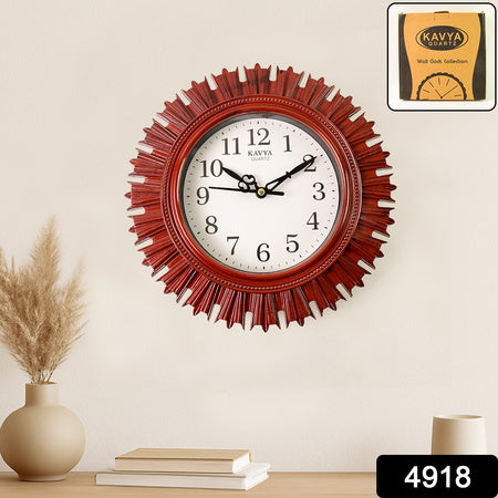 Wooden Look Designer Wall Clock Plastic Decorative Latest Wall Clock Battery Operated Round Easy To Read For Roomhomekitchenbedroomofficeschool