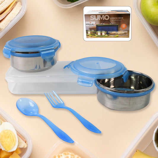 Sumolunch Box With Lunch Bag Plastic Lunch Box  Plastic Spoon Fork (2 Pc Set  With Lunch Box)