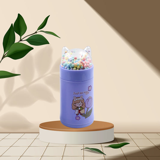 Girl Glass Water Bottle For School With Kid Sparkle Strap Cat Lid Sequins Glitter Glass Cup Birthday Gift Children 350Ml (Moq - 80 Pc)