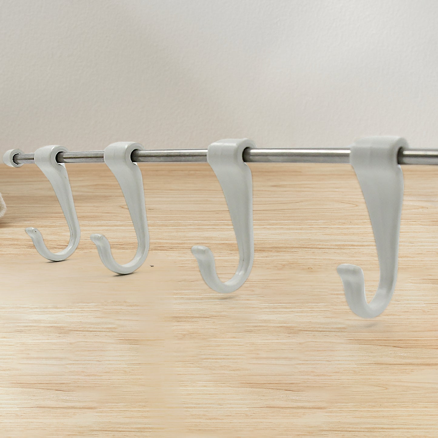 Stainless Steel Utensil Hanger Rail Nail Free Wall Mount With 2 Magic Stickers  6 Plastic Hooks For Kitchen
