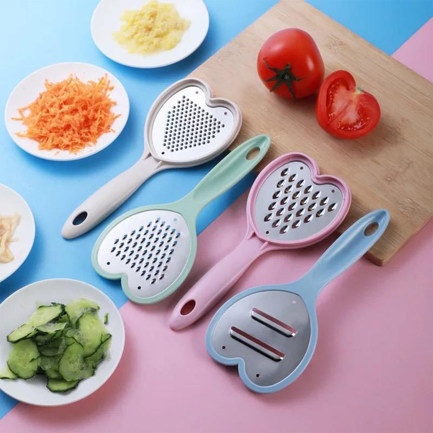 Heart Grater Set And Heart Grater Slicer Used Widely For Grating And Slicing Of Fruits Vegetables Cheese Etc. Including All Kitchen Purposes.
