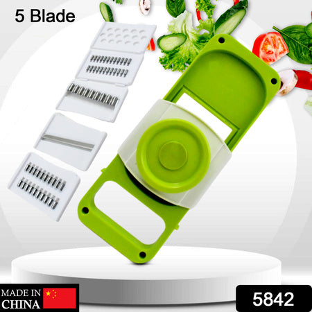 Slicer For Kitchen 5 In 1 Foldable Vegetable Slicer Blade Potato Cutter Veggie Slicer Onion Slicer Julienne Grater With Protective Guards Stainless Steel Blade