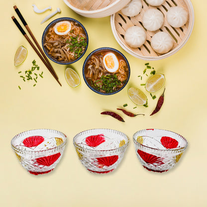 Rose Glass Multipurpose Pudding  Dessert  Ice Cream Bowl Set For Home Use Home  Kitchen Serving Bowl For Sundae Sweets Snacks Fruit Pudding Nuts Or Dip Serving Bowls 6 Medium  1 Big Bowl (Set Of 7 Pc)