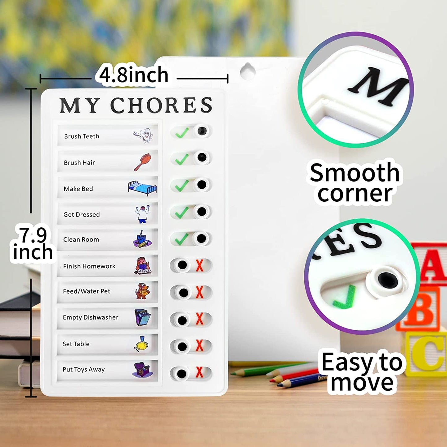 Portable My Chores Home Note Board Management Planning Memo Boards Reminding Time. (Size - 20X12Cm)