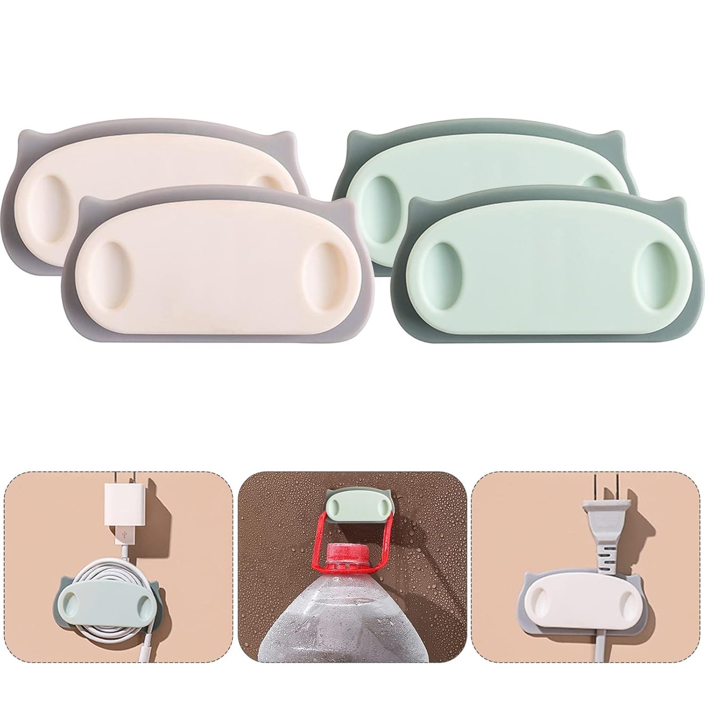 Pig Plug Wire Organizer Cable Holder Clips With Self-Adhesive Pad (4 Pcs Set)