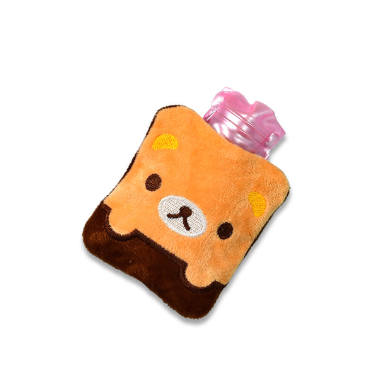 Brown Panda Print Small Hot Water Bag With Cover For Pain Relief Neck Shoulder Pain And Hand Feet Warmer Menstrual Cramps.