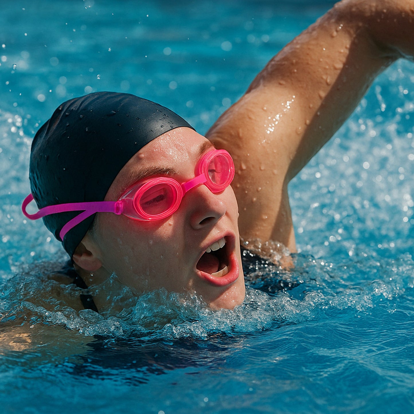 Swimming Goggles With Adjustable Clear Vision Anti-Fog Waterproof Swimming Goggles