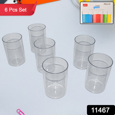 Apexeveryday Plastic Glass Set  6 Pieces Lightweight  Unbreakable