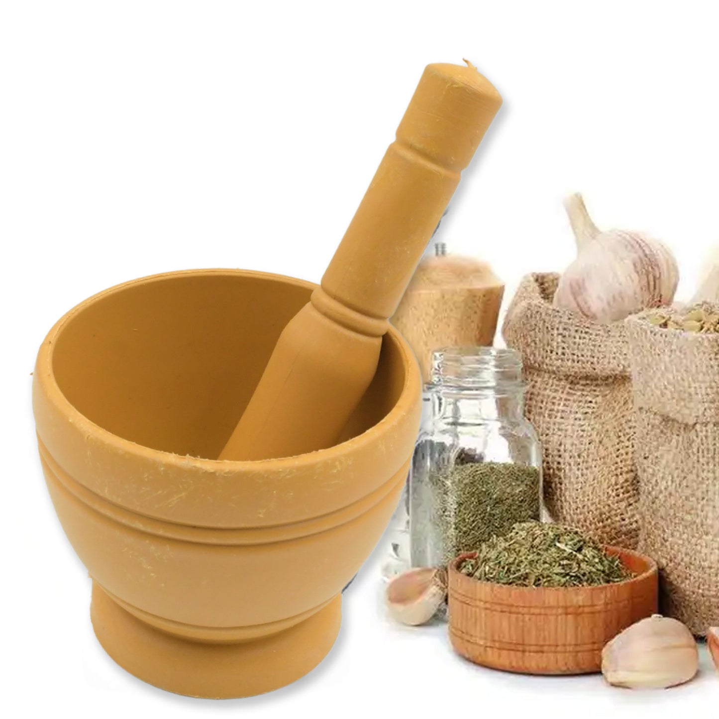 Mortar And Pestle Set For Spices Okhli Masher Khalbatta Kharal Mixer Natural  Traditional Grinder And Musal Well Design For Kitchen Home Herb