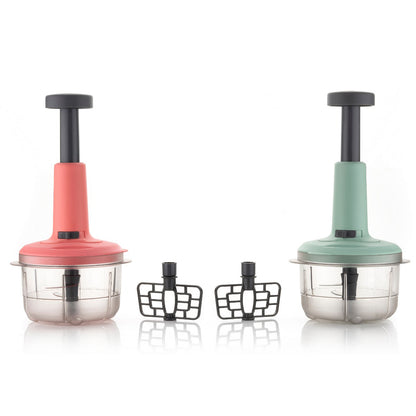 2In1 Push Chopper 800Ml Stainless Steel Blade Quick  Powerful Manual Hand Held Food Chopper To Chop  Cut Fruits Vegetables Herbs Onions For Salsa Salad
