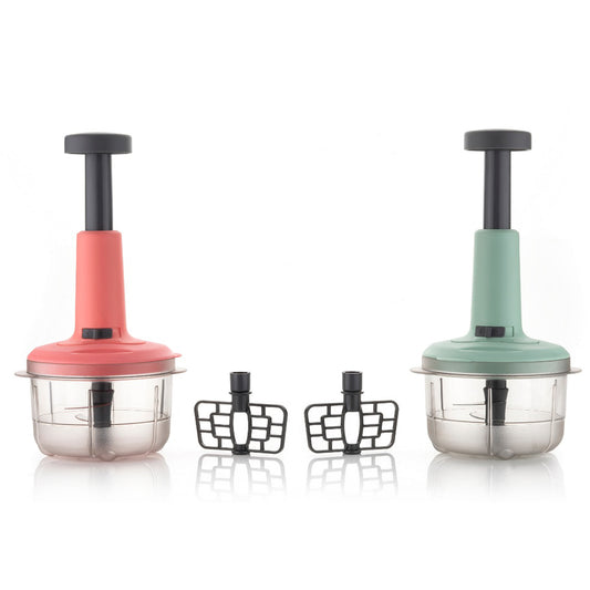 2In1 Push Chopper 800Ml Stainless Steel Blade Quick  Powerful Manual Hand Held Food Chopper To Chop  Cut Fruits Vegetables Herbs Onions For Salsa Salad