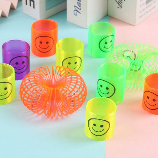 Multicolor Magic Smiley Spring Spring Toys Slinky Slinky Spring Toy Toy For Kids For Birthdays Compact And Portable Easy To Carry (12 Pcs Set)