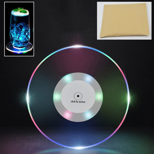 Colorful Led Cocktail Coaster Round Ultra-Thin Led Drink Coaster (1 Pc)