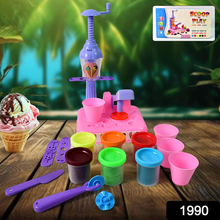 Scoopand Play Set Color Dough For Kids Play Toys Ice Cream Maker Machine (36 Pcs Set)