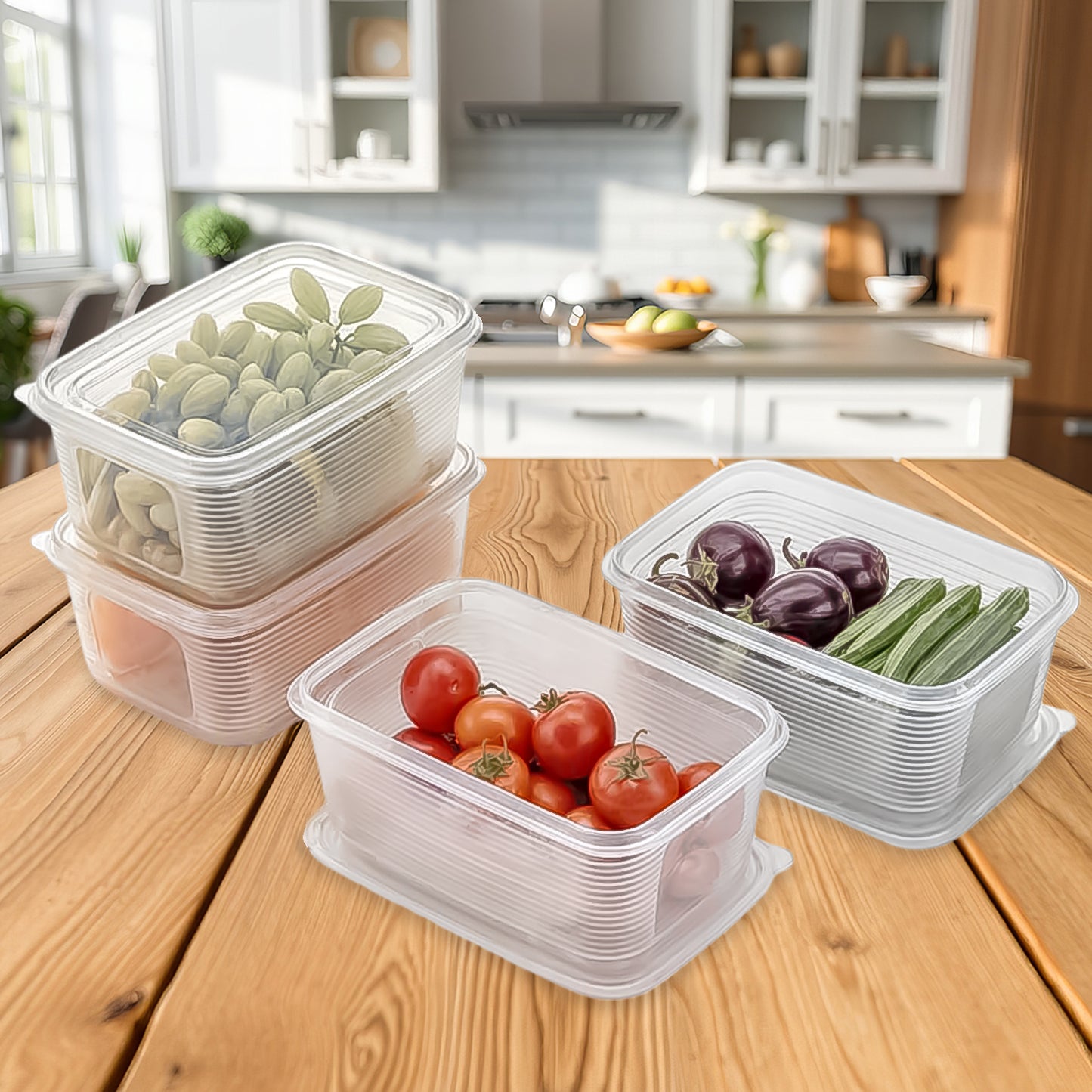 6 Pcsmultipurpose Plastic Food Storage Container Set