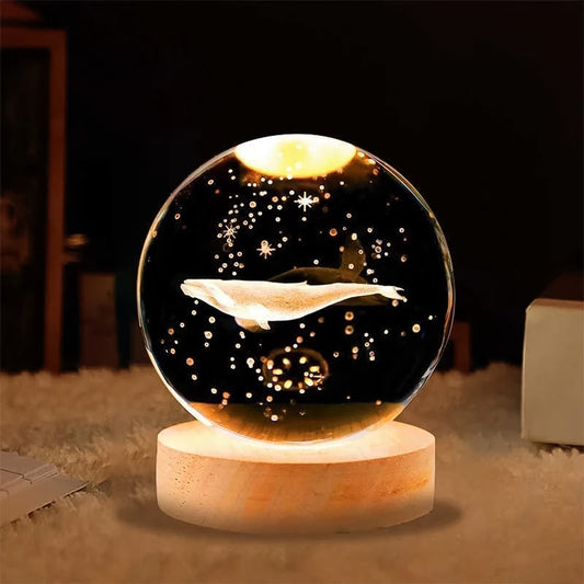 Fish3D Crystal Ball Lamps With Base (1 Pc)