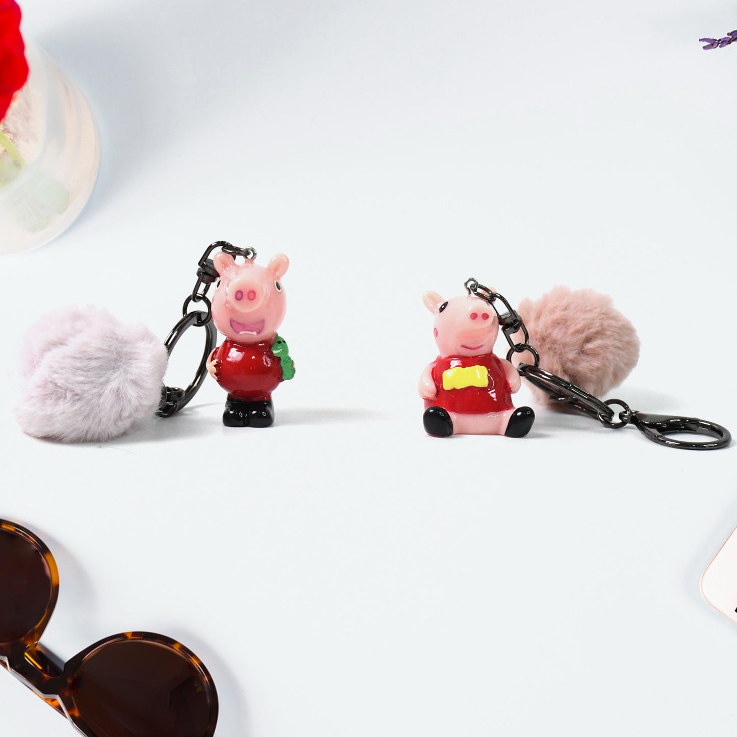 Cutecartoon Keychain With Fluffy Pom (1 Pc  Mix Design)