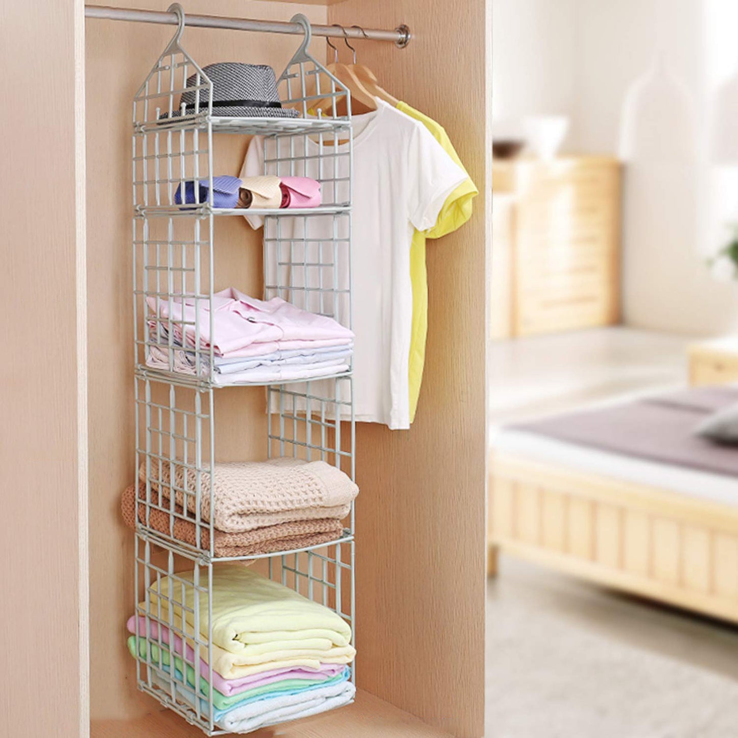 Multipurpose 5 Layer Folding Clothes Storage Rackscloset For Students Wardrobe Shelves Socks Scarf T-Shirt Etchanging Organizer Storage Holders  Racks