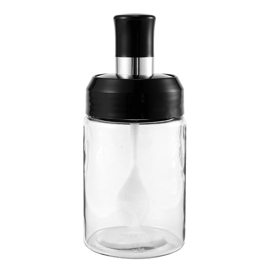 Transparent Glass Storage Jar With Built-In Spoon Approx 250Ml