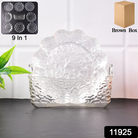 9 In1 Plastic Bowl With Serving Tray  Plates Set