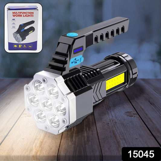 Portable Flashlight  Torch  Cob 7Led Hand Light Usb Rechargeable Light With Side Light (1 Pc)