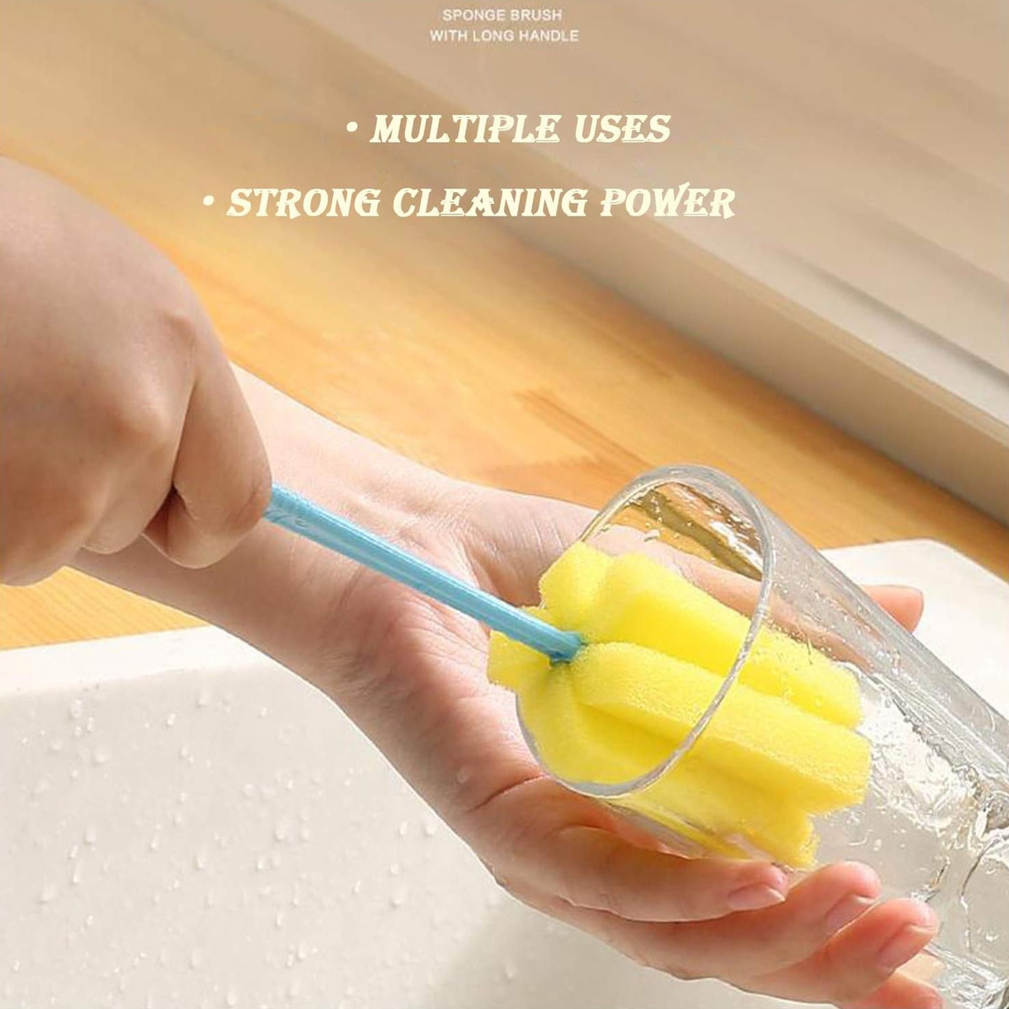 Sponge Cup Washing Brush Washing Cup Milk Bottle Cleaning Brush Kitchen Brush Water Cup Tea Cup Brush Sponge Head Household Kitchen Cleaning Tool (20Cm)