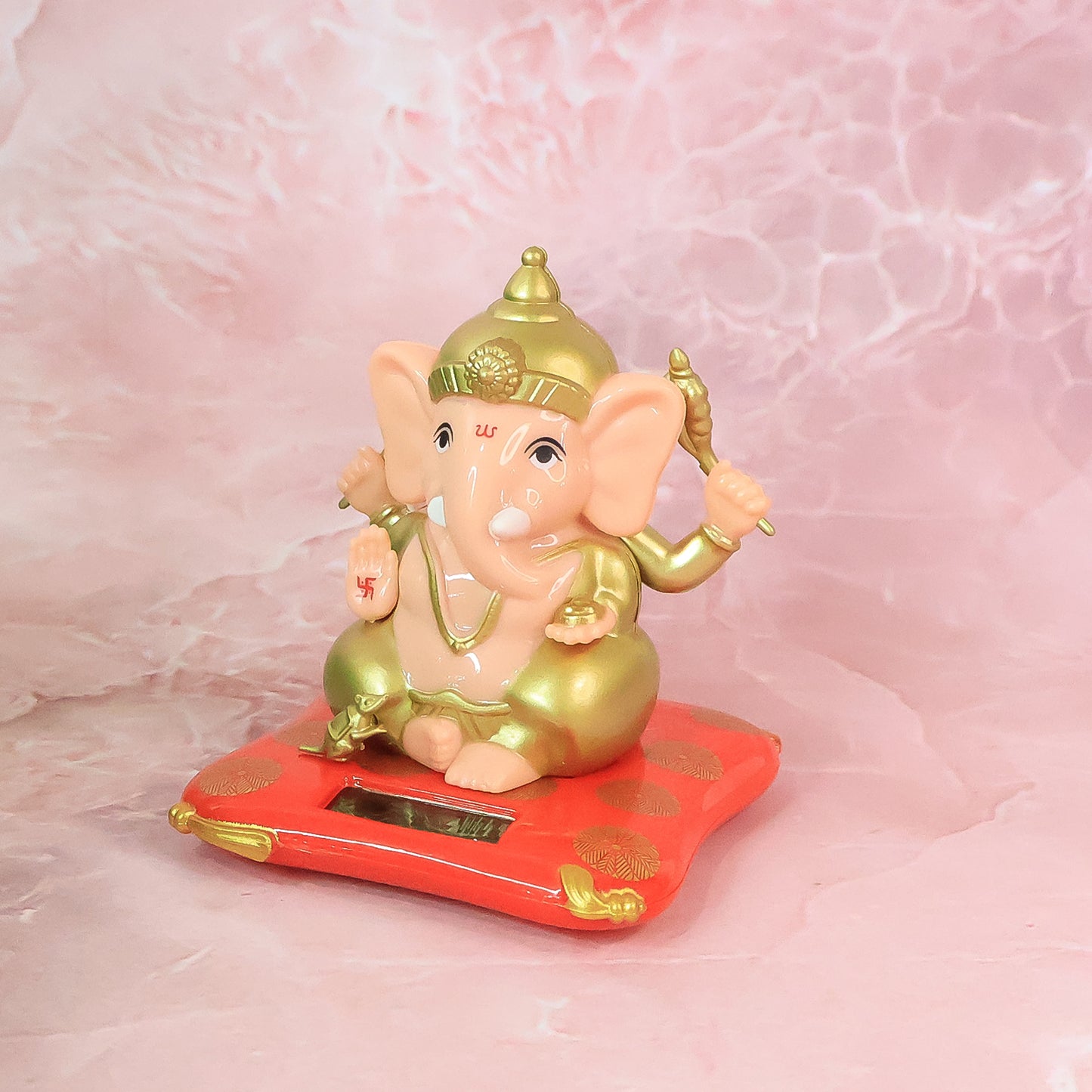 Decorative Medium Lord Ganesh Idol Decorative Statue With Solar-Powered Base (1 Pc)