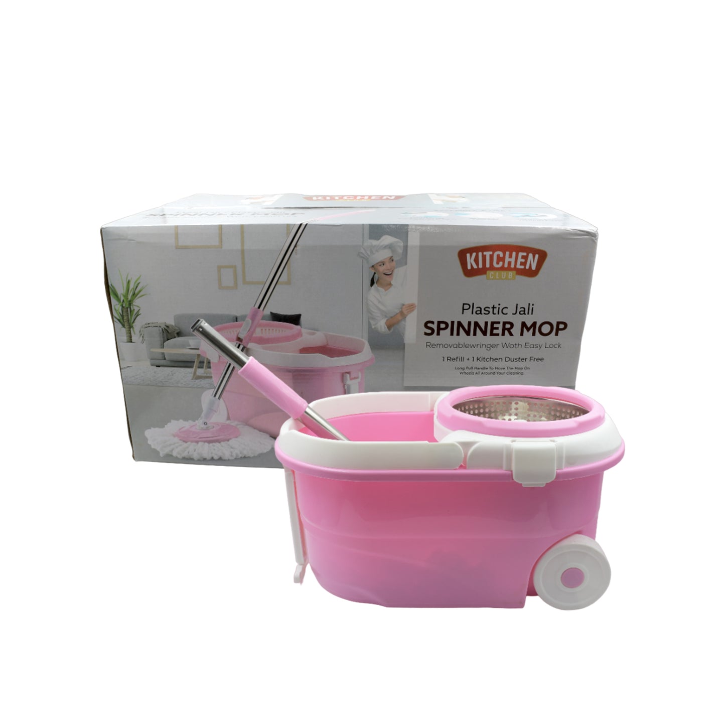 Mop With Bucket For Floor Cleaning With Steel Spin Mop For Floor Cleaning  Floor Cleaner Mop  Spin Mop  Magic Mop  Mop Stick  Spin Mop Set With Bucket Household Office Cleaning Tool Mop