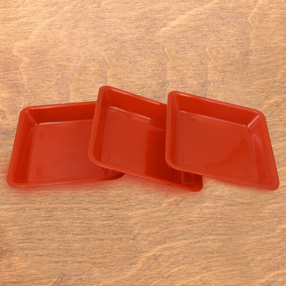 Square Plastic Halwa Dinner Plate Snacks  Breakfast Restaurant Serving Trays Home School Coffee Hotel Kitchen Office (3 Pcs Set)