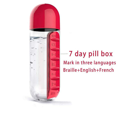 Waterbottle With Built-In 7-Day Pill Organizer Approx 900Ml (1 Pc)
