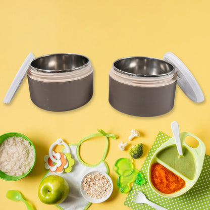 Ganesh Smart Stack 2 Layer Protable Lunch Box Stainless Steel Airtight Leak-Proof Lunch Box For Office School Picnic - Color May Vary