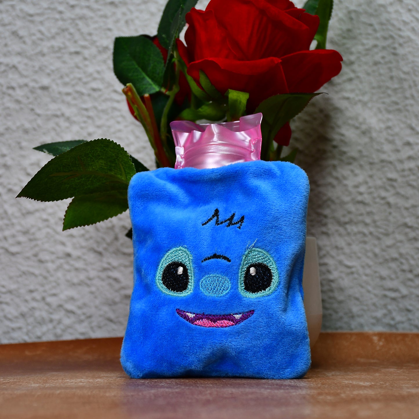 Blue Stitch Small Hot Water Bag With Cover For Pain Relief Neck Shoulder Pain And Hand Feet Warmer Menstrual Cramps.