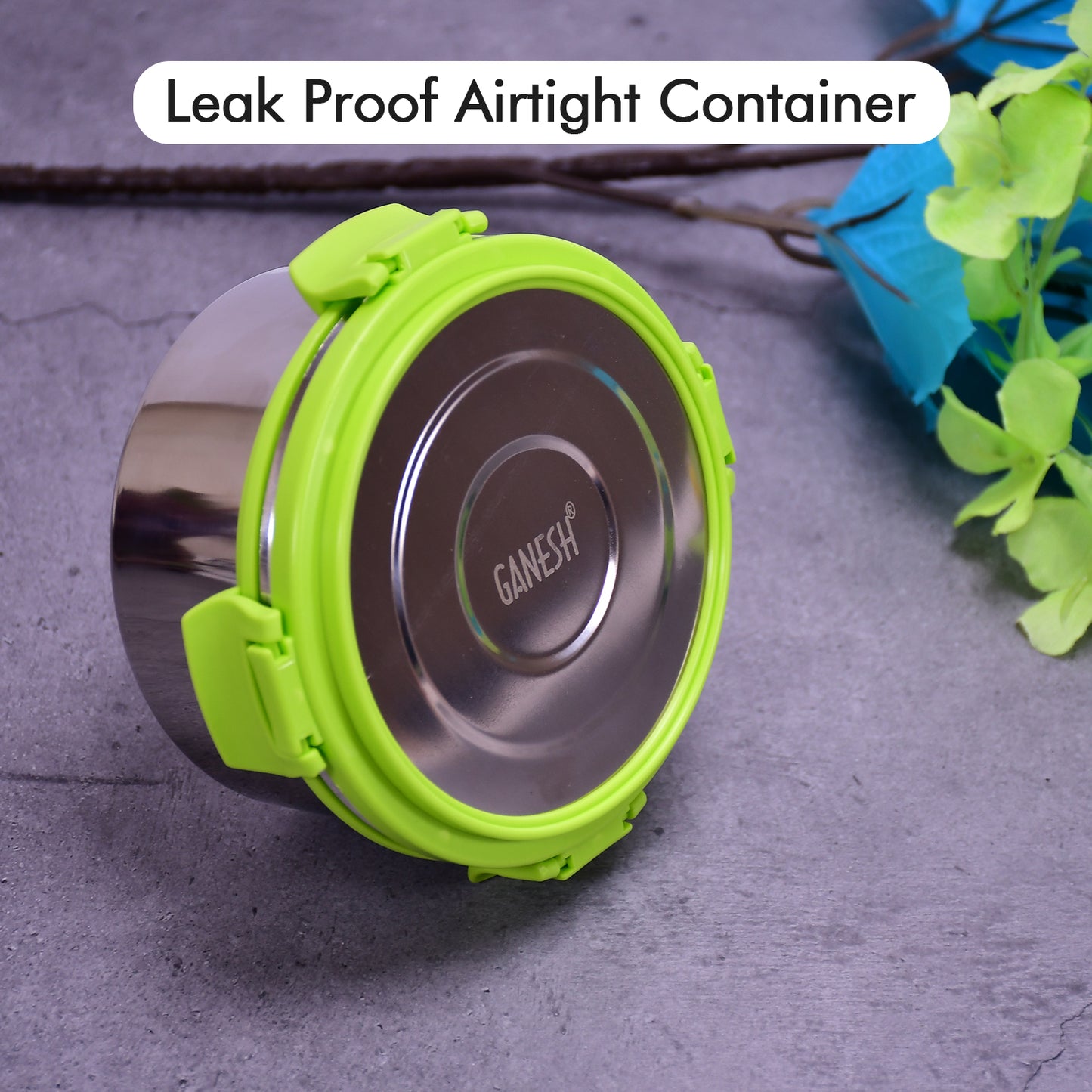 Ganesh Solo Round 400 Stainless Steel Leak Proof Airtight Lunch Pack For Office  School Use