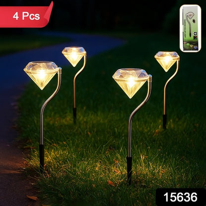 Diamond Shaped Solar Garden Lights (4 Pc)